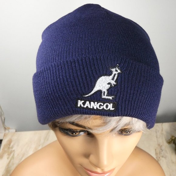 Kangol Knit Cap Beanie Navy/Dark Blue White Logo - Picture 7 of 9